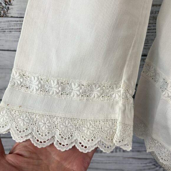 Vintage Ivory Handmade Dressing Bed Jacket Chemise Robe Lace Collar size L/XL - Picture 10 of 16